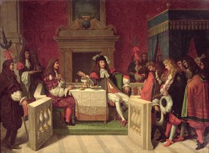 Molière (1622-73) cenando con Luis XIV (1638-1715) 1857 de Jean Auguste Dominique Ingres